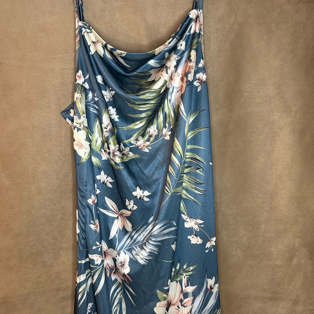Floral Print Blue Dress